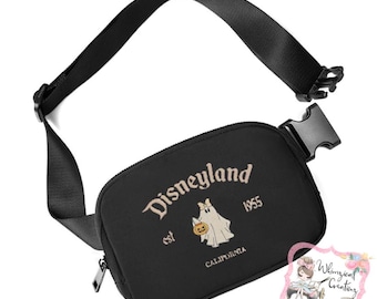 Embroidered Mouse Halloween Belt Bag, Crossbody, Shoulder Bag, Bum Bag, Fanny Pack, embroidery, Halloween Ghost Mouse Embroidery