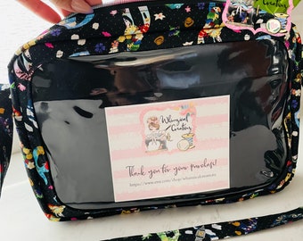 Custom ITA Pin Display Purse, Disney Inspired Ita Bag, Clear Window Pin Bag, Crossbody Pin Collector Bag, Custom Fabric Handmade Purse