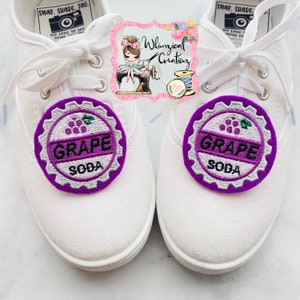 Clips para zapatos, broches de refresco de uva, accesorios inspirados en Disney para disfraz de cosplay