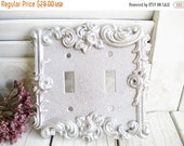 Sale Silver Rose Glam 2 Way Switchplate Light Switch Cover Vintage Repurposed Brass Wall Decor Shabby Chic