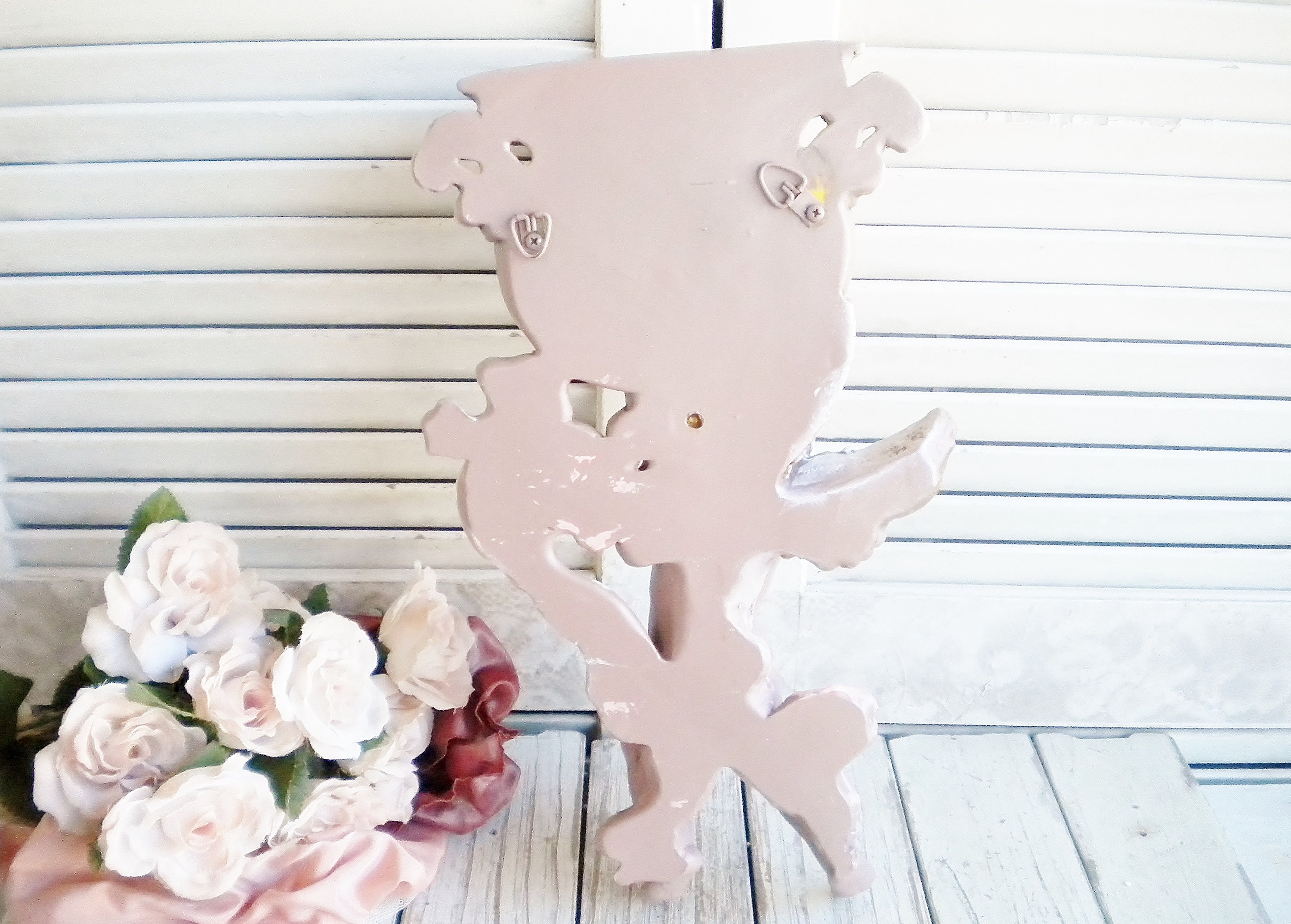 Rose Pink Angel Wall Pocket Decor/ Handpainted VIntage/ Shabby Etsy