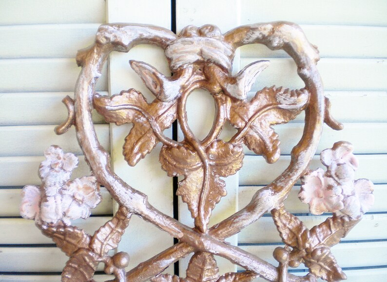 Shabby Rose Gold Metal Wall Decor From Salvage Repurposed/ Etsy