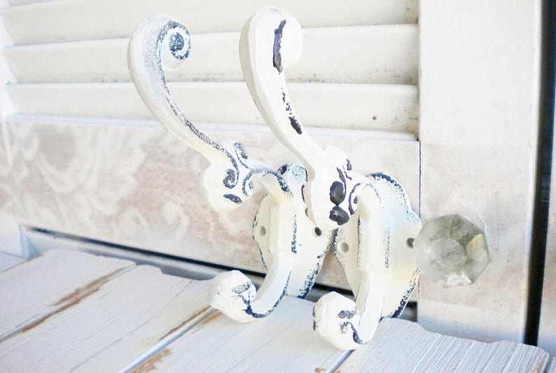 Sale Shabby Paris Wall Hook In Black And White Cast Iron Price For 1 For Coat Or Towel Hook Jewlery Holder