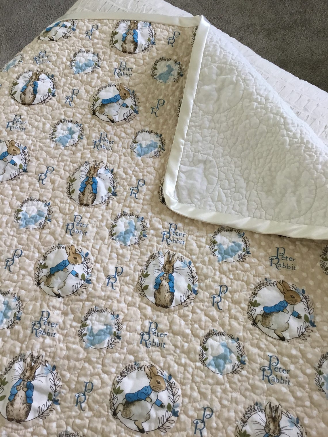 Peter Rabbit, Handmade Toddler Blanket Quilt, Playmat, Beatrix Potter ...
