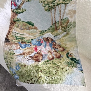 Beatrix Potter classic &quot;The Tale of Mrs.Tiggy-Winkle &quot; heirloom toddler quilt, blanket handmade, playmat nursery decor,  gift.