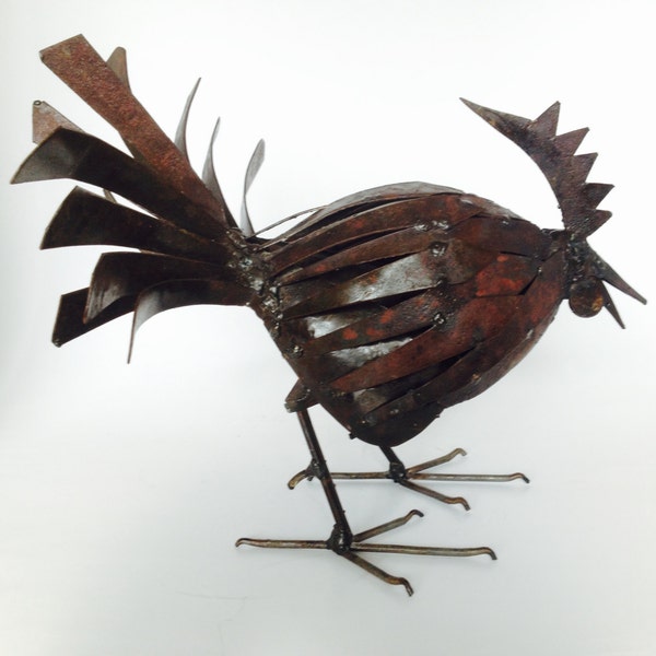 Sculptured Metal Rooster From Malawi, Africa, Great Thanksgiving Centerpiece