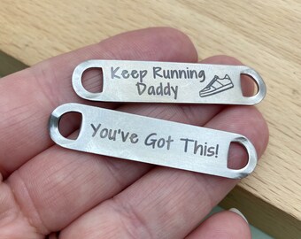 marathon runner gift, Personalised trainer tags, dad gift, August birthday gift idea lace tags, wedding shoes, marathon, running shoe