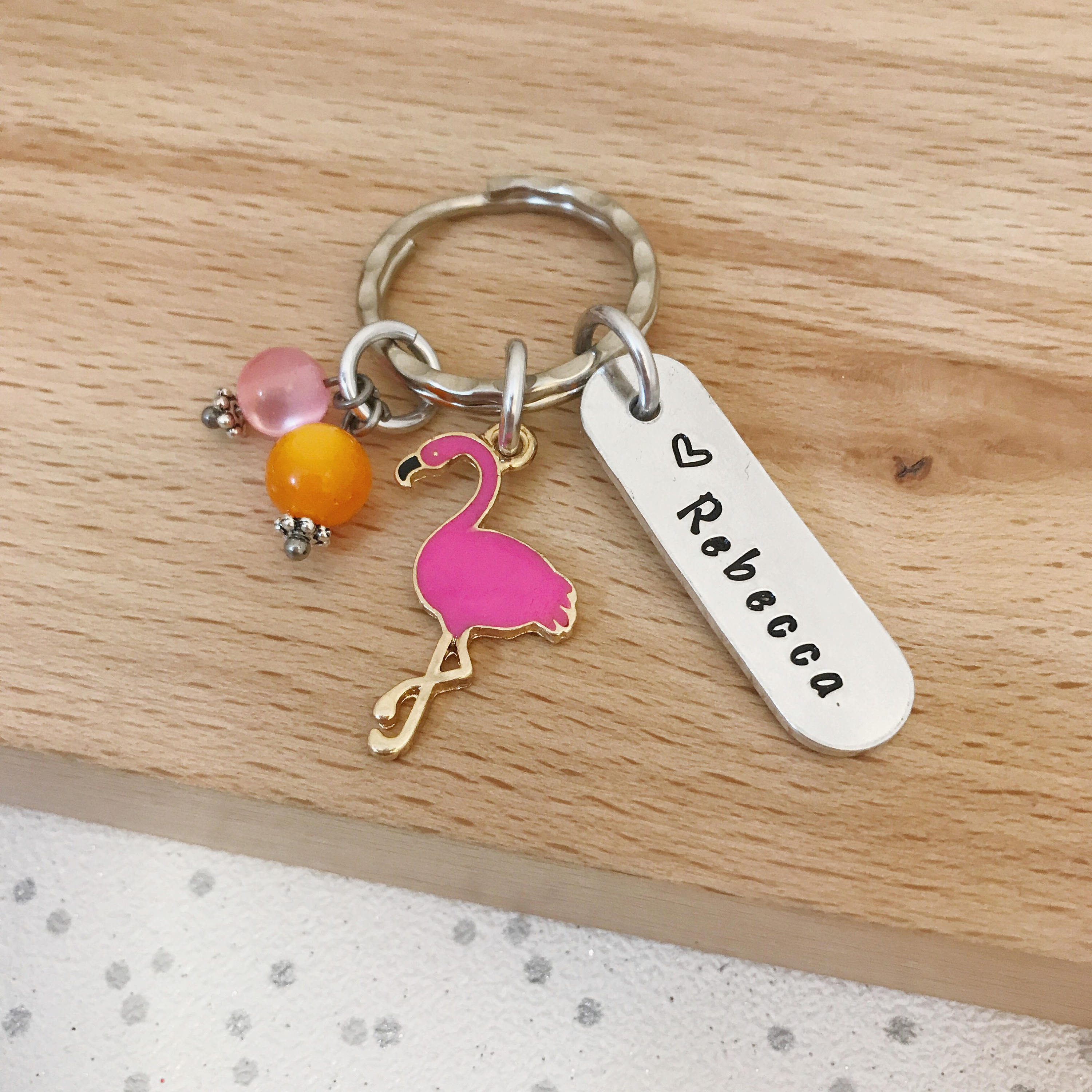 pink flamingo flamingo keychain flamingo keyring name Etsy