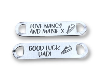 Good luck running gifts for women, trainer tags for London Marathon, Parkrun, half marathon, add your own message UK