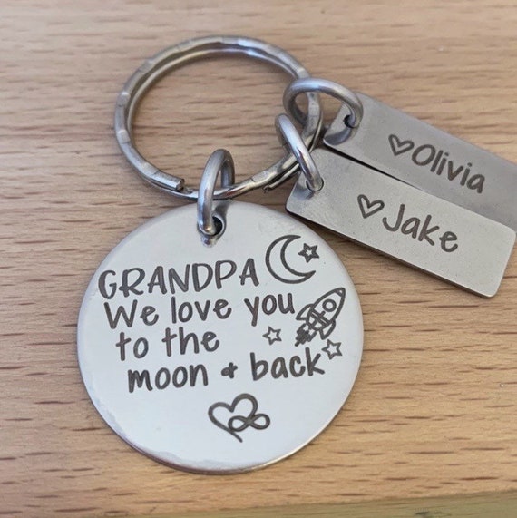 Pops Family Grandparent Gift Grandad Keyring Grandad Birthday Gift Personalised Present Gramps Grandpa Gift Chic Unique Gift Ideas