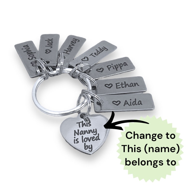 This nanny is loved by keyring, mum grandma nana Mothers Day gift, made to order with grandchildrens names image 4