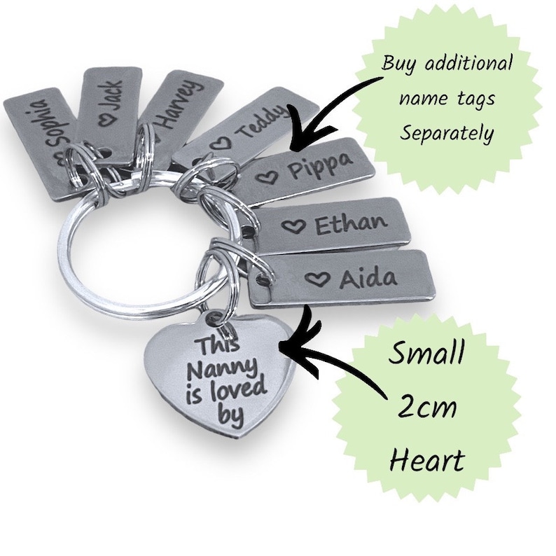 This nanny is loved by keyring, mum grandma nana Mothers Day gift, made to order with grandchildrens names image 2