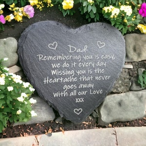 Missing you Dad Father Day Memorial, Grandad Cemetery Decoration, Birthday In Heaven, Papa Grave Plaque, Dad Memorial Gift Engraved Slate