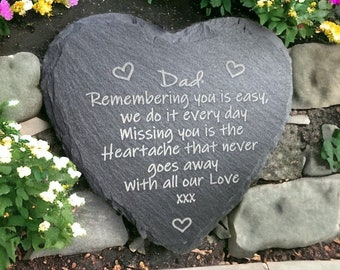 Missing you Dad Father Day Memorial, Grandad Cemetery Decoration, Birthday In Heaven, Papa Grave Plaque, Dad Memorial Gift Engraved Slate