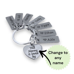 This nanny is loved by keyring, mum grandma nana Mothers Day gift, made to order with grandchildrens names image 1