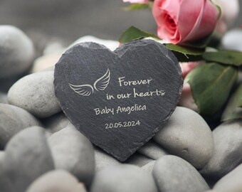 Personalized Angel Baby Memorial Ornament: Slate Heart Keepsake