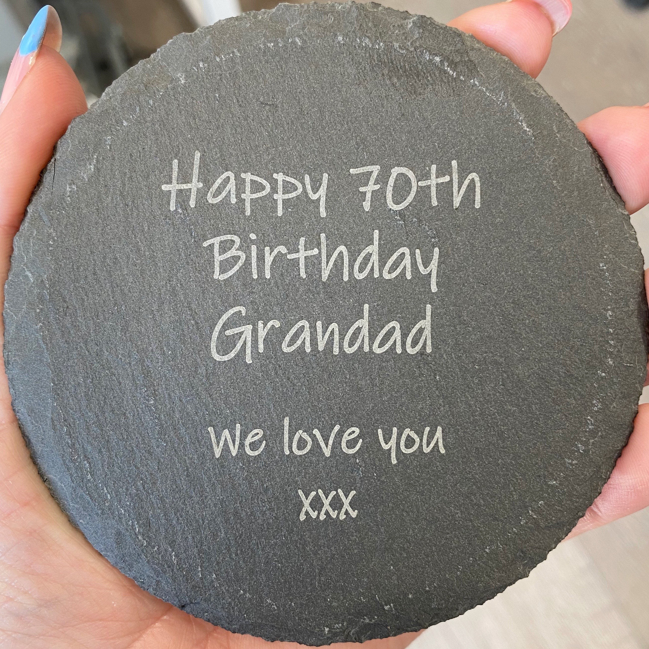 Grandad 70th Birthday Gift Personalised Slate Coaster 70th Etsy UK