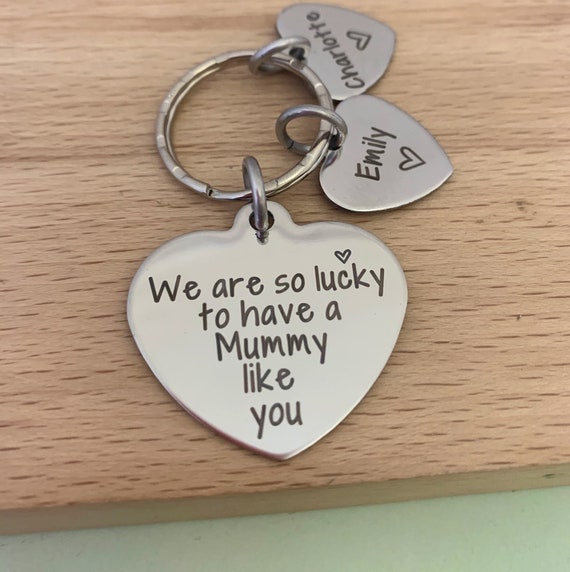 Personalised Wooden Heart Keyring This Mummy belongs to Engraved Mum Gift Idea 