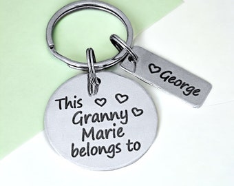 Gift For Granny Great Grannie Keyring, Family Names Engraved Metal