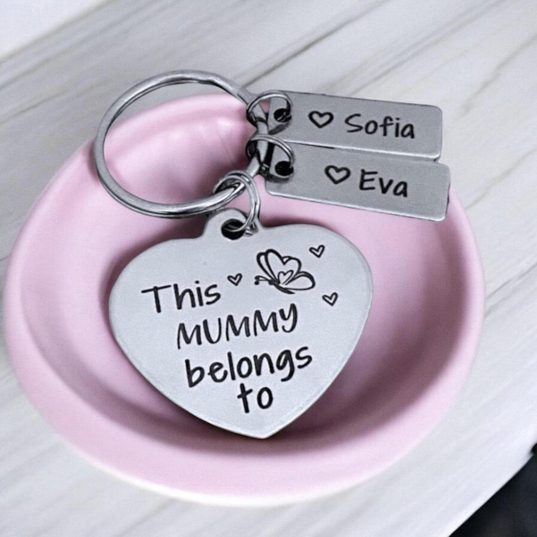 Personalised Mummy Gift, Mum Keyring With Childrens Name, Custom Made