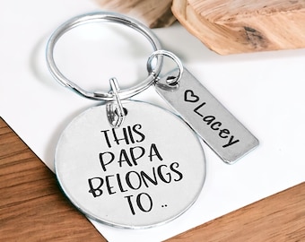 Papa Gift Keyring, Pops Personalised 80th birthday Papa, This Papa Belongs To, 60th 70th Gifts For Grandad