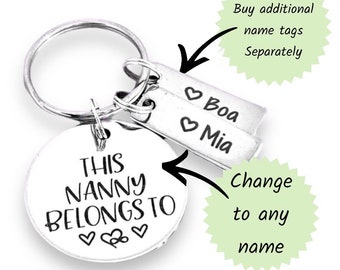 Nanny Mothers Day grandchildren keyring with additional rectangle Name Tags | Gifts For Granny, UK Shop