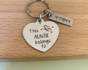 Auntie Gifts, Special Auntie, sister birthday, Auntie Niece keyring, Personalised Keychain, This Auntie Belongs To