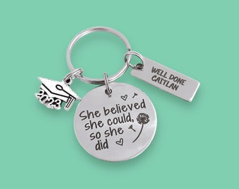 Graduated 2023, Graduation gift, well done so proud of you, she believed she could personalised grad present for girl, dandelion wish