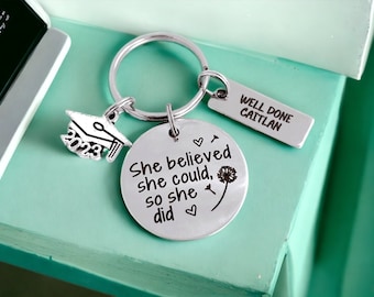 Graduated 2023, Graduation gift, well done so proud of you, she believed she could personalised grad present for girl, dandelion wish