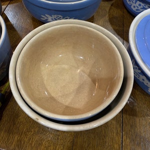 30s Cameoware MIXING BOWLS Nested Harker Blue Set of 2 - 7 3/4"w x 3 3/4"d & 6 1/2"w x 3" Vintage Dishes