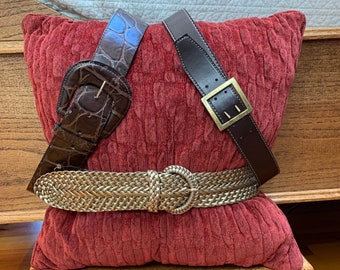 80s-90s Wide Belt (ONE of 6) Gray and Silver, Brown, Gold Glam, Black/Black & Gray Canvas, Solid Brown CHOOSE ONE from variations See Photos