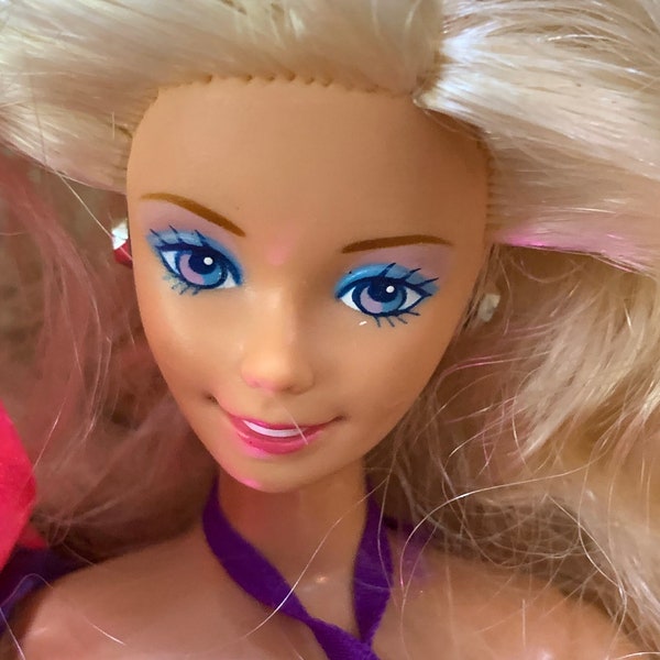 Rare Dream Date Barbie Doll Mattel Original Wrap w Directions Sparkly Tube top Ear & Ring Vintage 80s Superstar Era Magenta w Purple Fashion
