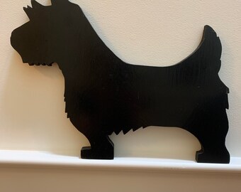Vintage SCOTTIE DOG Figurine: Black Painted Solid Wood, 16"