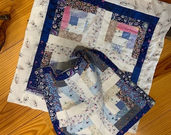 70s Calico PATCHWORK QUILT SHAMs Cover Coordinated Choose Size/Style 15x15 SOLD 20x20, w/wo Pillow Form Repurposed Up-cycle Shirt Back Solid