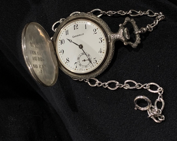 70s Swiss Made CARAVELLE POCKET WATCH Works Mechanical Wind up Analog