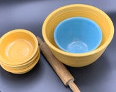 RARE ONE FIESTA Mixing Bowl Nesting Authentic Yellow or Turquoise Old w Outer Rings Yellow 8 3 4 quot x 5 3 4 quot Turqu 6 1 4 quot w x 3 7 8 quot h Choose