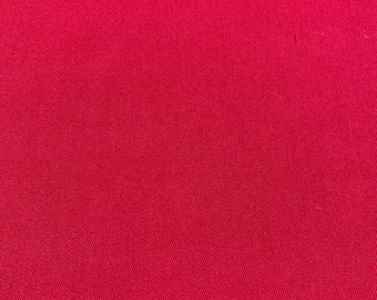 Vintage RED STRETCH TWILL Soft Fabric 40” long x 56”wide Reversible Quilt Crafts Sewing Masks Clothing Doll Clothes Holiday Decor Tree Skirt