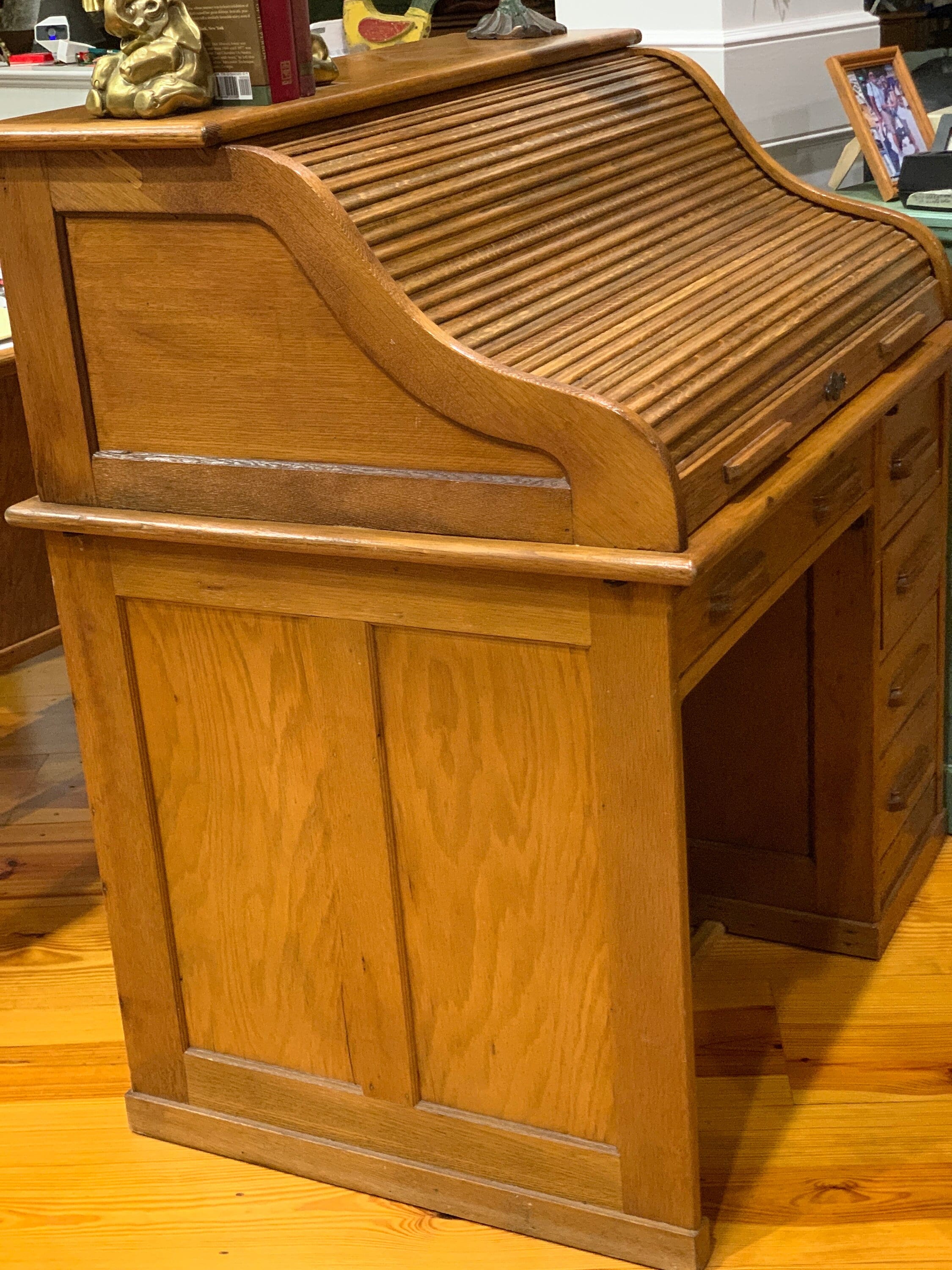 その他 oldmountain VINTA GE ROLL TOP TABLE900 Rare S-CURVE ROLLTOP DESK Antique Tiger Oak (not Free Ship