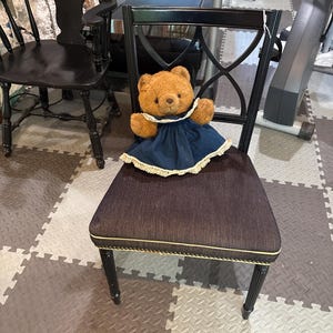 Rare Teddy Bear Victorian Ruffle Look Dress 11” Gift Vintage Blue