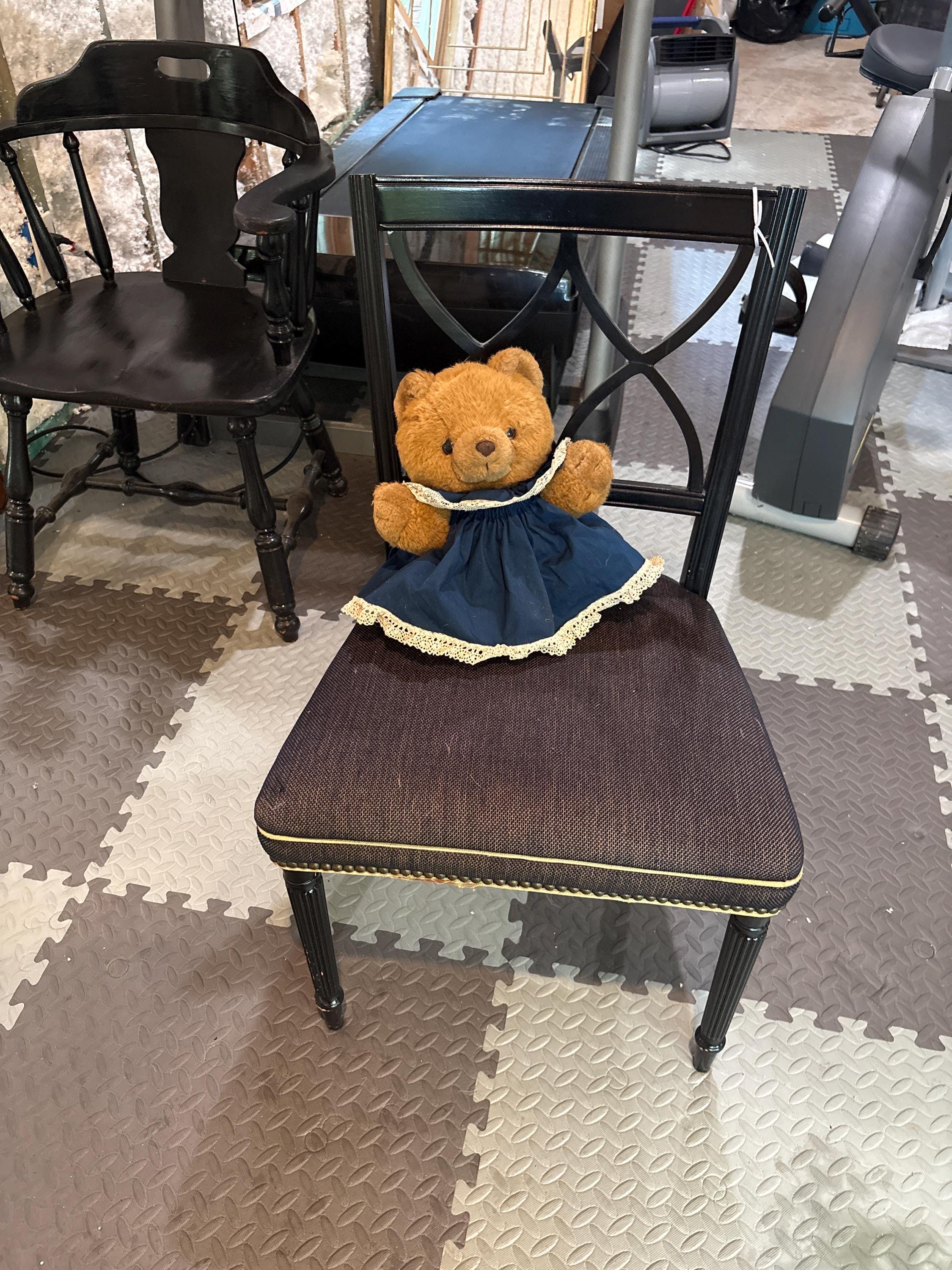Rare Teddy Bear Victorian Ruffle Look Dress 11” Gift Vintage Blue