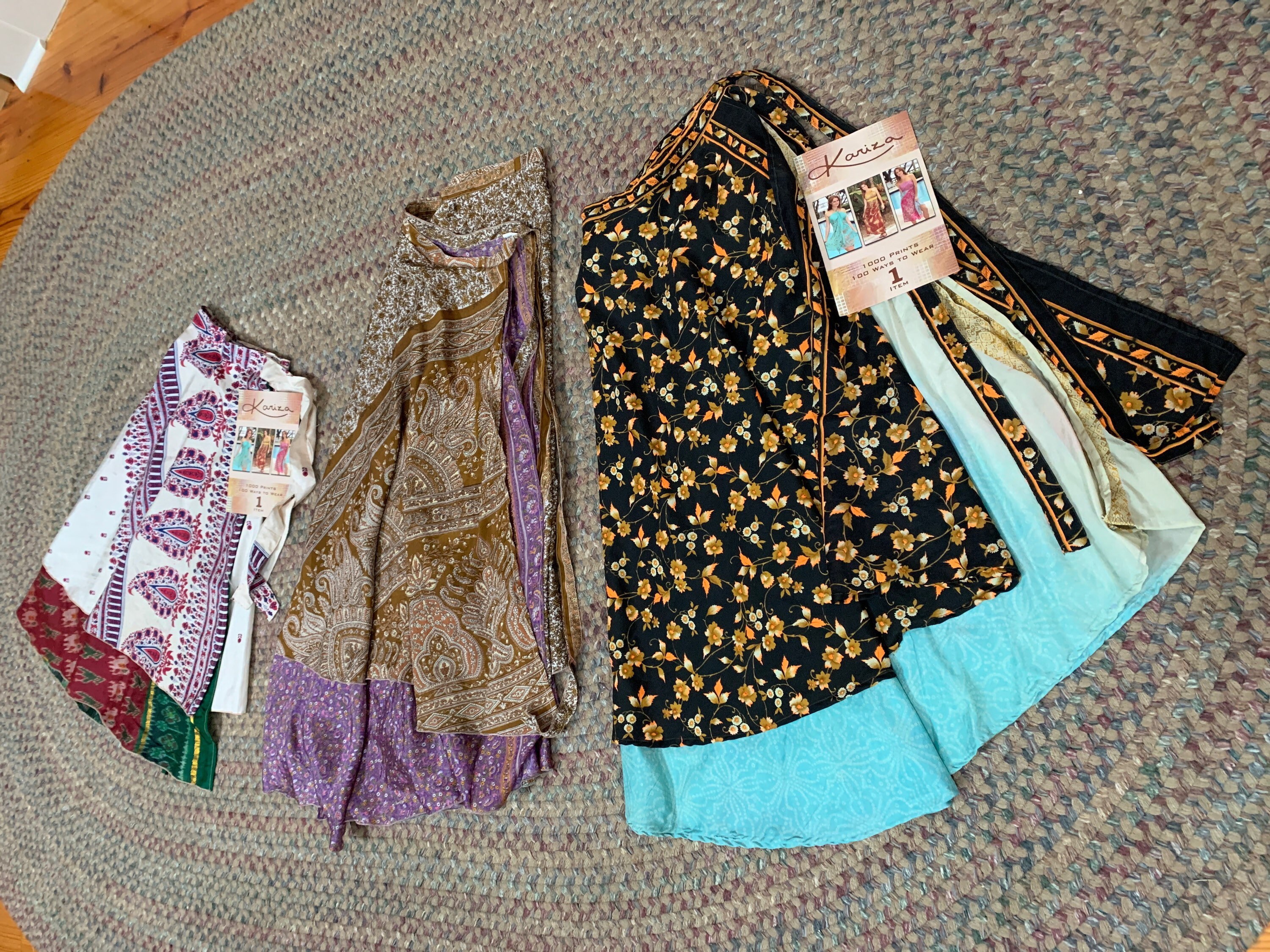 Vintage Skirt Kariza Sari Lehenga Just Reduced!! 100 Ways to Wear Wraparound Floral 100% Silk Made India Unused 48" Total + Ties Choose One