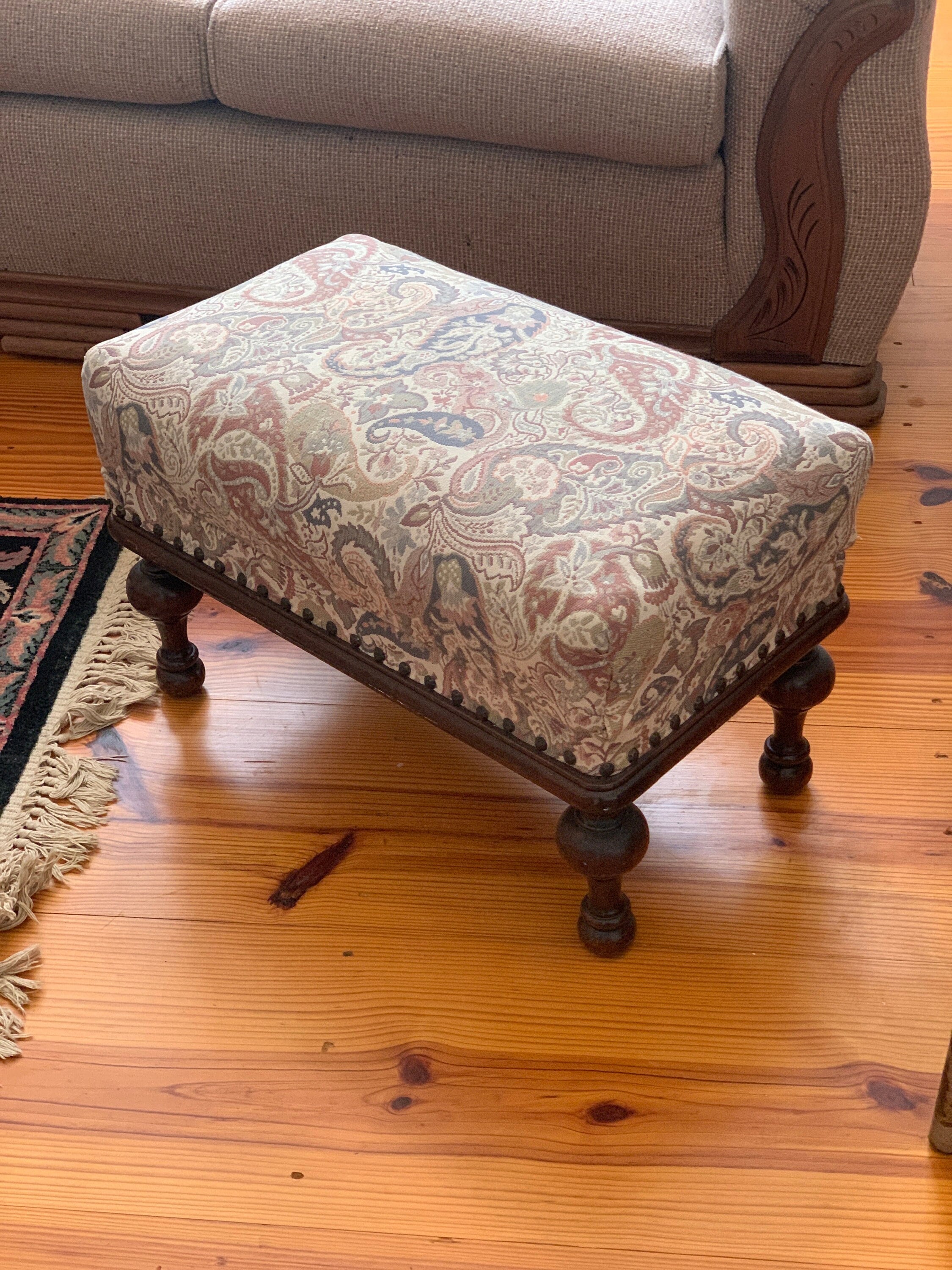 RARE Antique Ottoman Footstool W Secret Storage 23” X 14 RARE Antique Ottoman Footstool W Secret Storage 23” X 14