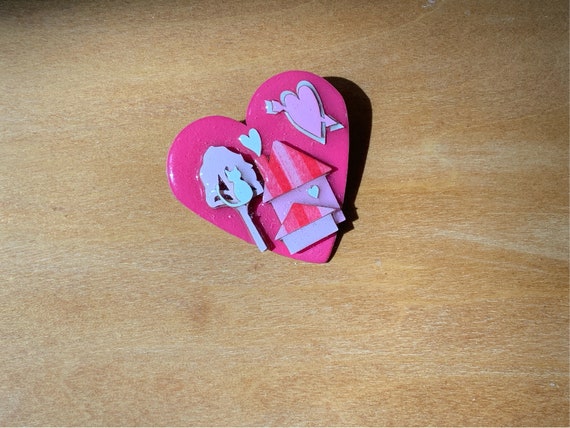 Rare 80s Hearts Brooch Pin Lucinda GIFT Original … - image 1