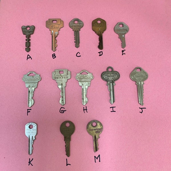 40s-50s KEY COLLECTIBLE Metal Choose ONE Vintage from Variations See photos of both sides of the key you select