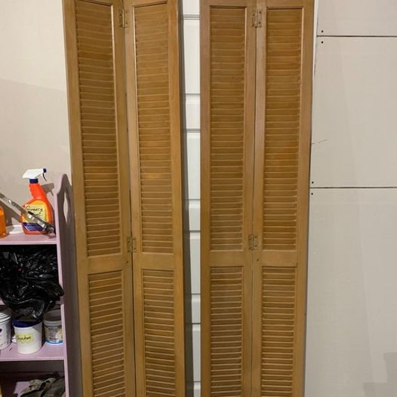 60s Louvered Closet Hinged 4 Folding Doors Solid Wooden Pine - Etsy France