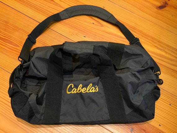Cabelas Black Duffle Bag Sturdy Overnight Weekender Double Zipper Double  Strap & Removable Pad Shoulder Strap Grip Each End 22x11 Vintage -   Canada