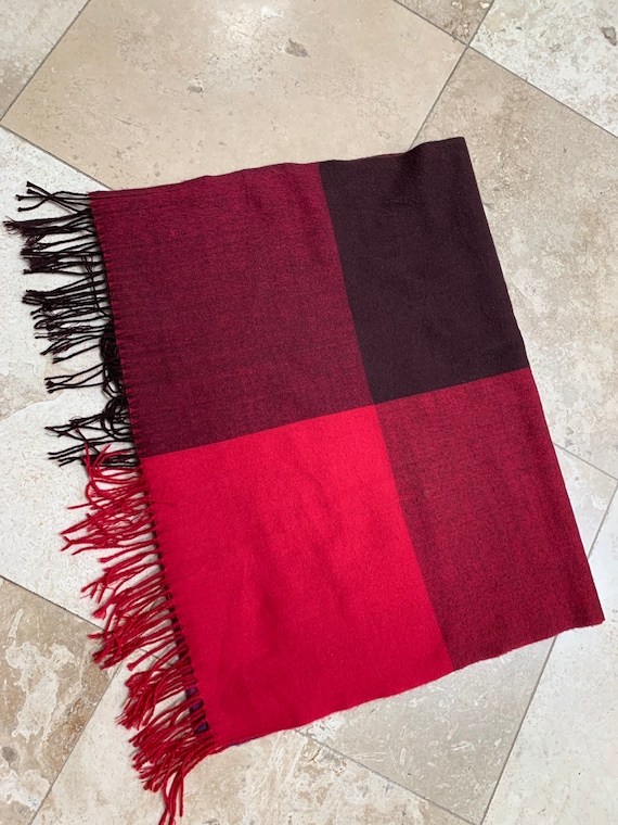90s Winter Scarf Geometrics Fringed H M Divided Large Vintage