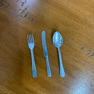 Antique Style Dollhouse Silverware Flatware Miniature Spoon Knife Fork Set Made in Germany