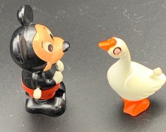 1977 Wind Up Toy - CHOICE Tomy Duck / Walt Disney Mickey Mouse Mechanical Toys Hard Plastic Work