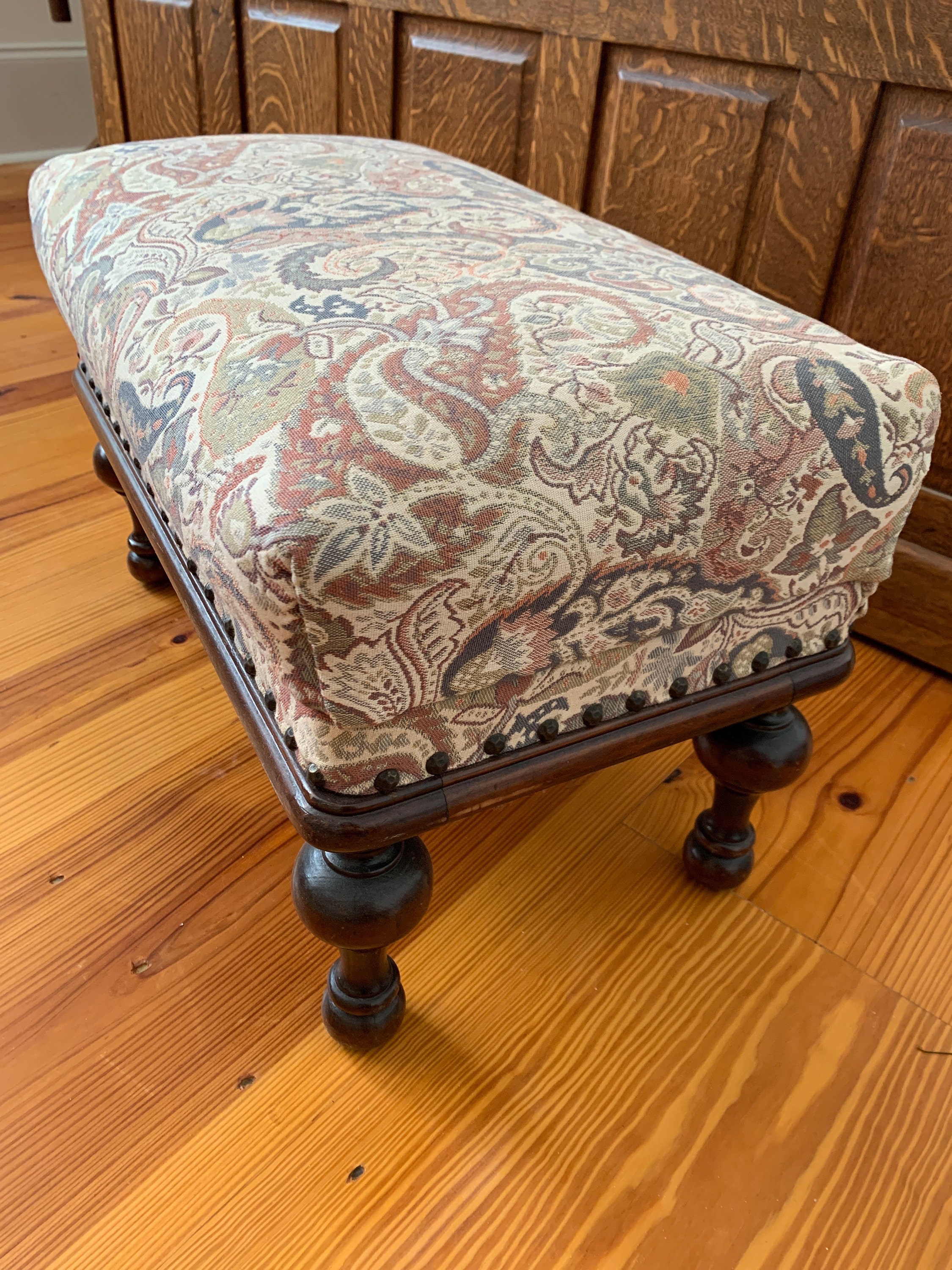 RARE Antique Ottoman Footstool W Secret Storage 23” X 14 RARE Antique Ottoman Footstool W Secret Storage 23” X 14